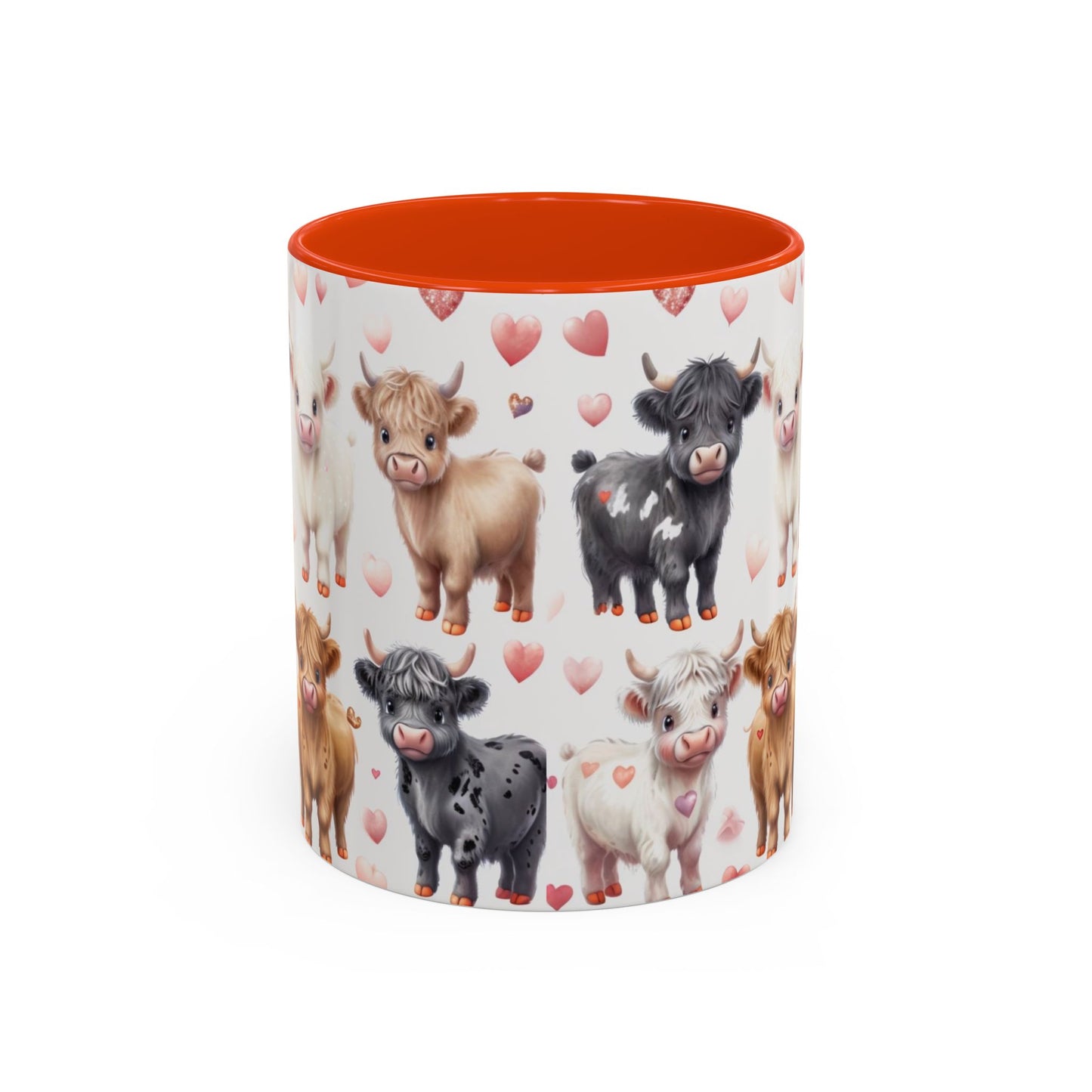 Valentines Mini Highland Cow Cermaic 11oz Color Mug Gift for Her, Him, Them, Child