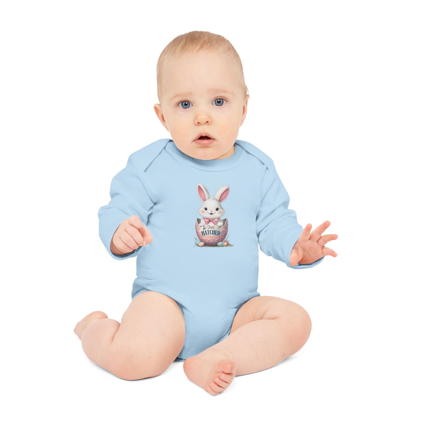 Cute Easter Bunny Organic Baby Bodysuit | Long Sleeve Infant Shirt