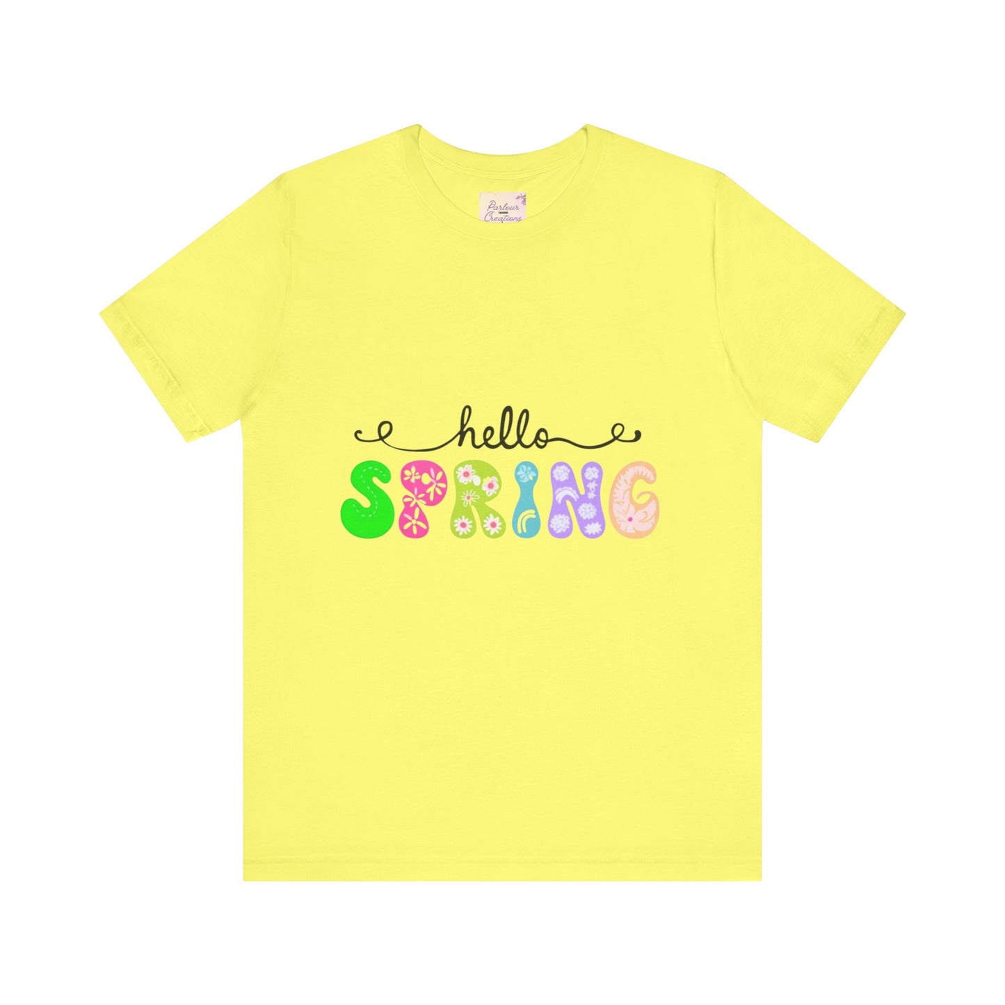 Hello Spring Unisex Jersey Short Sleeve Tee | Spring Shirts, Seasonal Apparel, Cute Tees, Gift for Her, Flower Graphic Tee