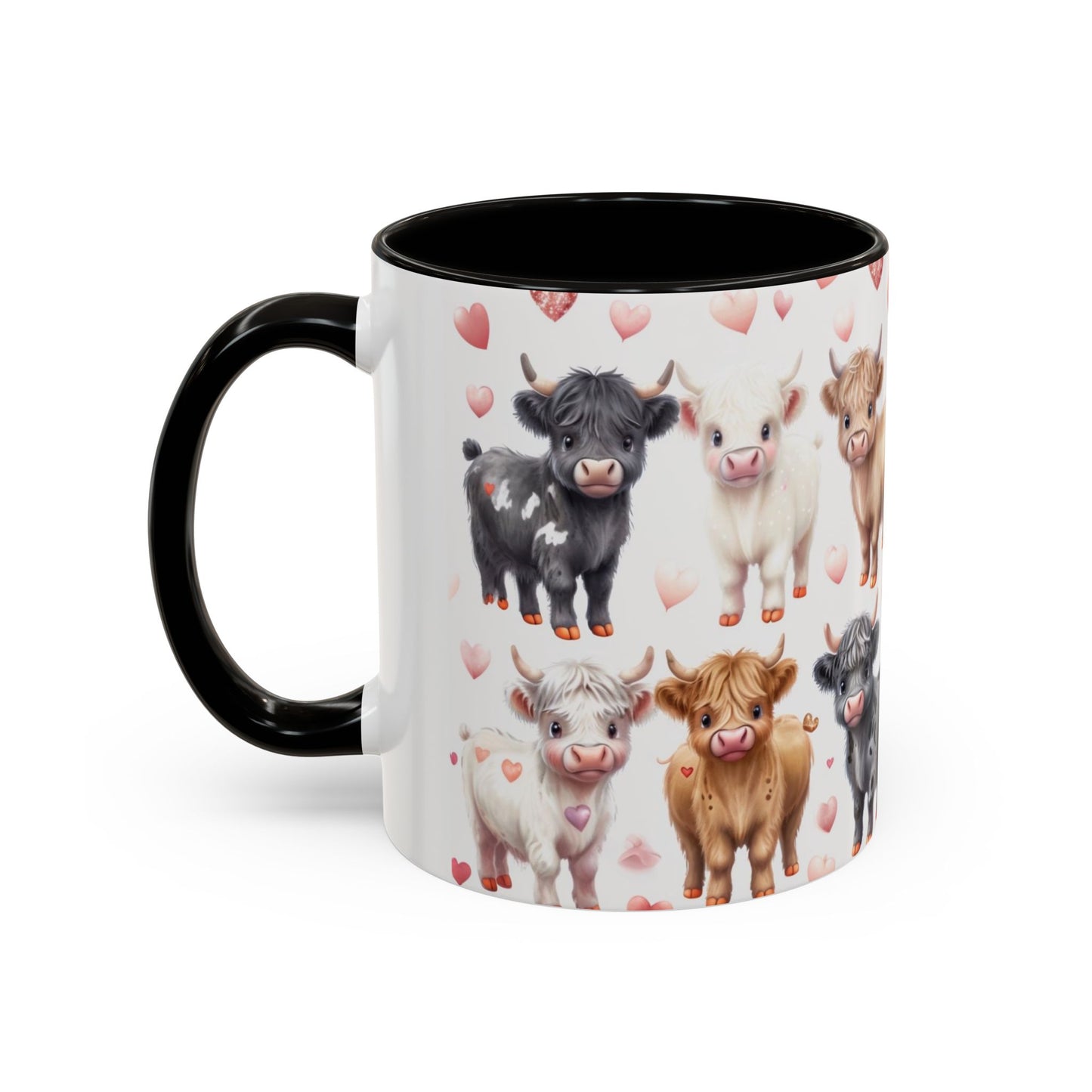 Valentines Mini Highland Cow Cermaic 11oz Color Mug Gift for Her, Him, Them, Child