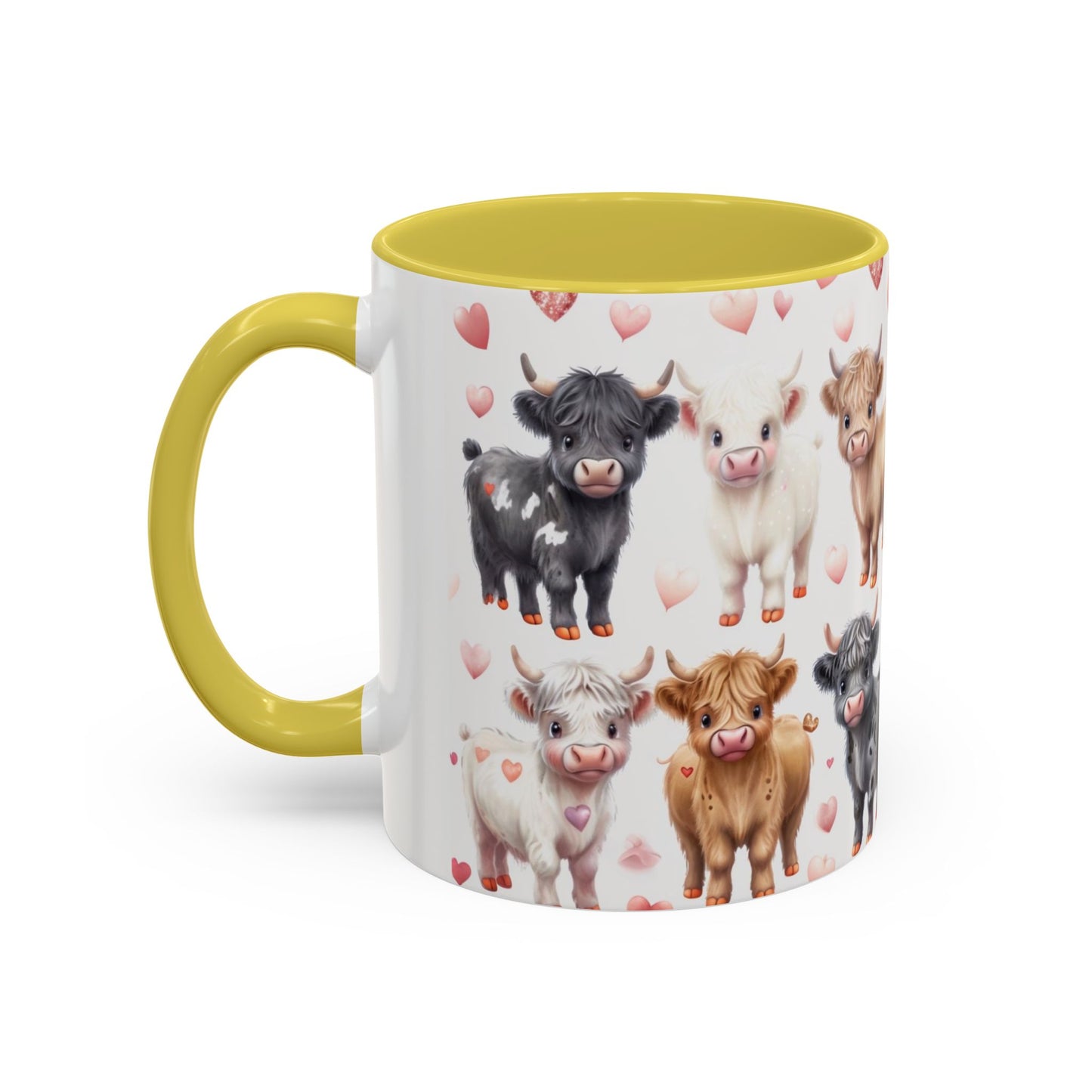 Valentines Mini Highland Cow Cermaic 11oz Color Mug Gift for Her, Him, Them, Child