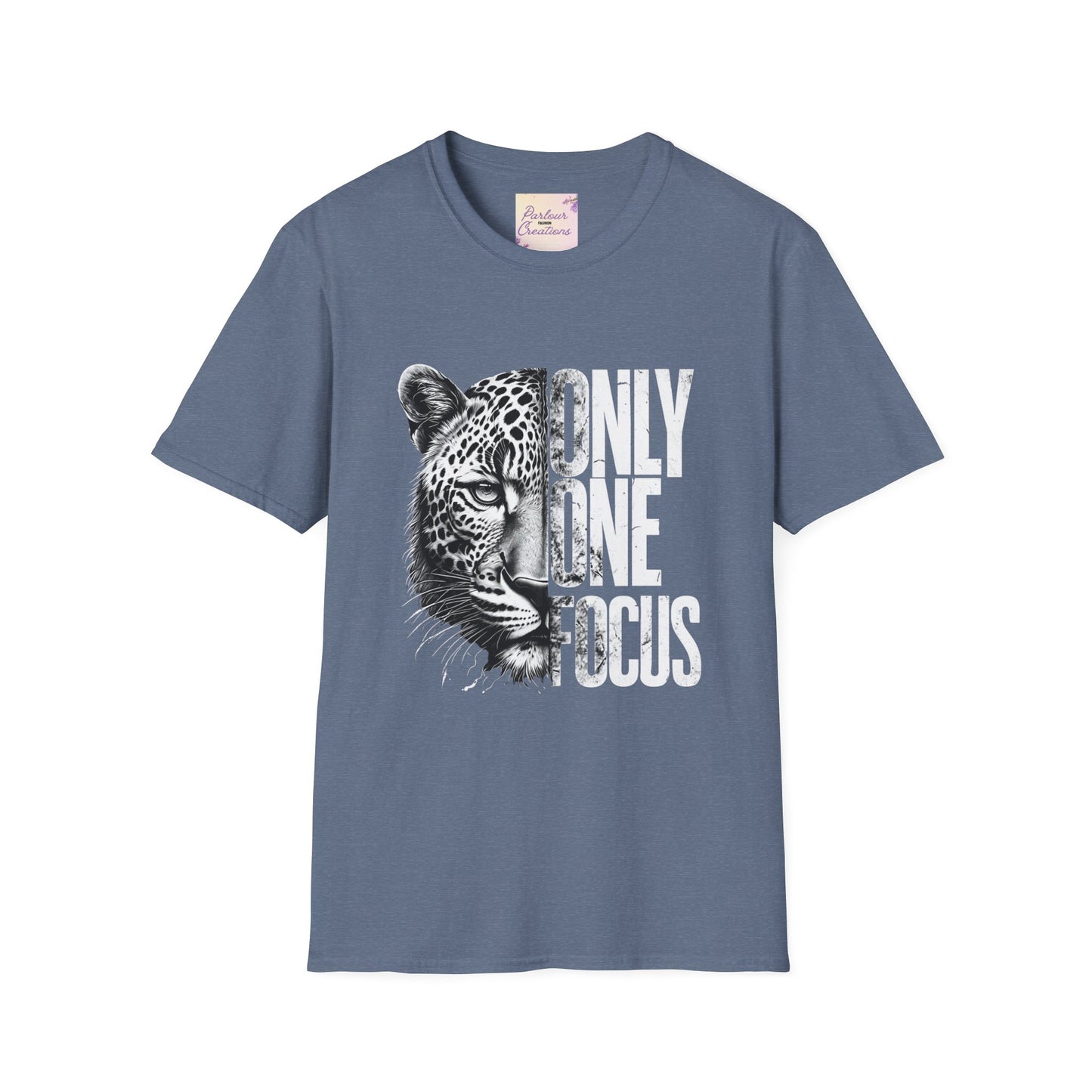 Only One Focus Leopard Graphic T-Shirt - Unisex Softstyle Tee for Animal Lovers