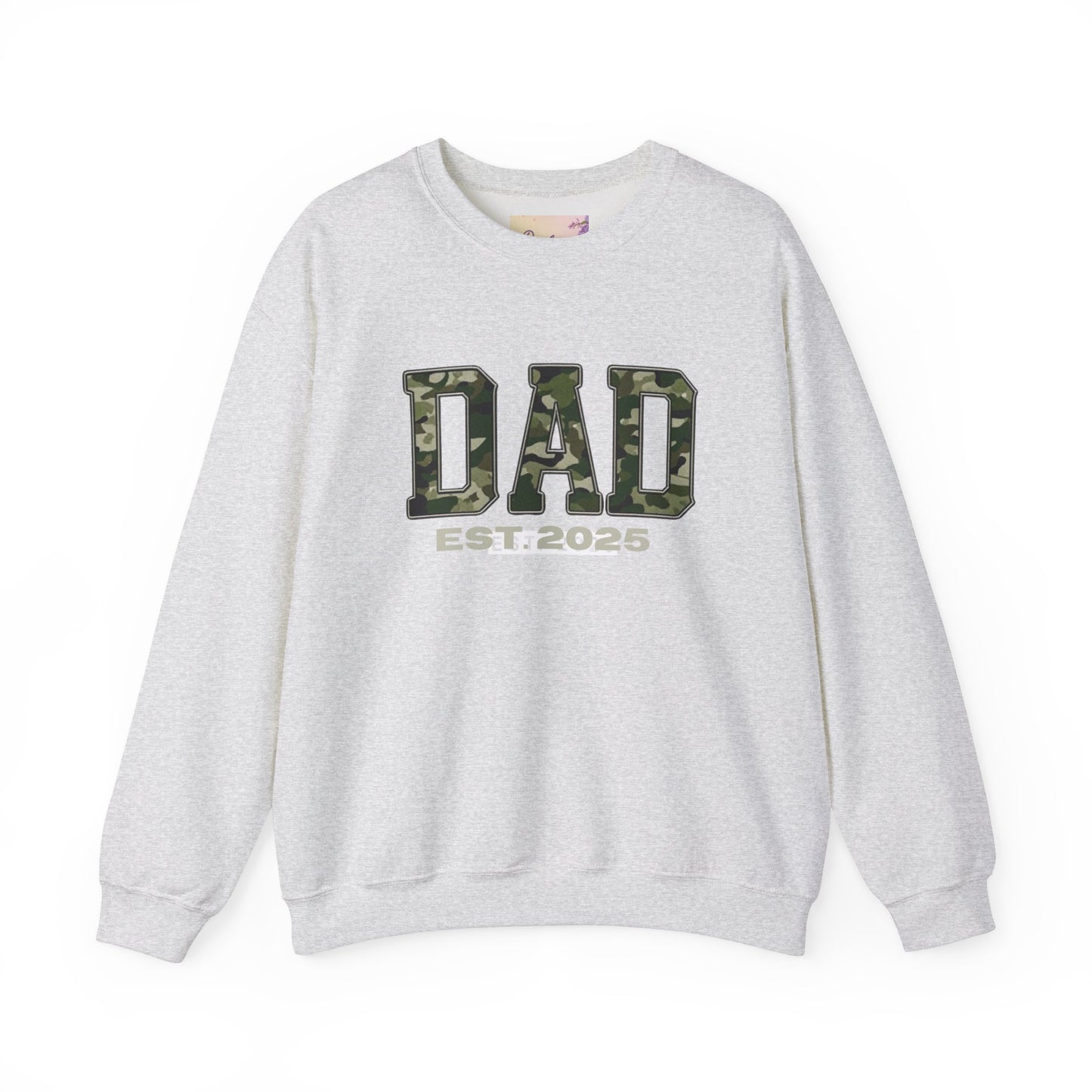 Camo Dad Crewneck Sweatshirt, Perfect Gift for New Dads, Family Gathering, Casual Style, Dad Established 2025, Unisex Sweatshirt