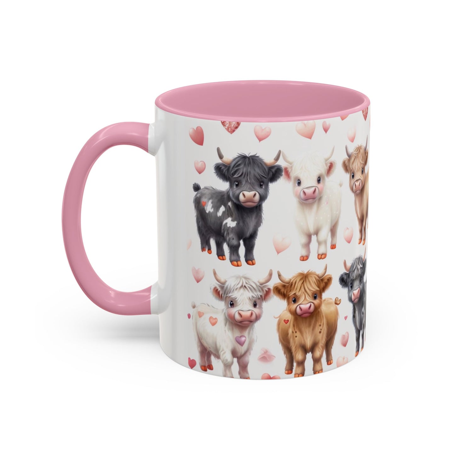 Valentines Mini Highland Cow Cermaic 11oz Color Mug Gift for Her, Him, Them, Child