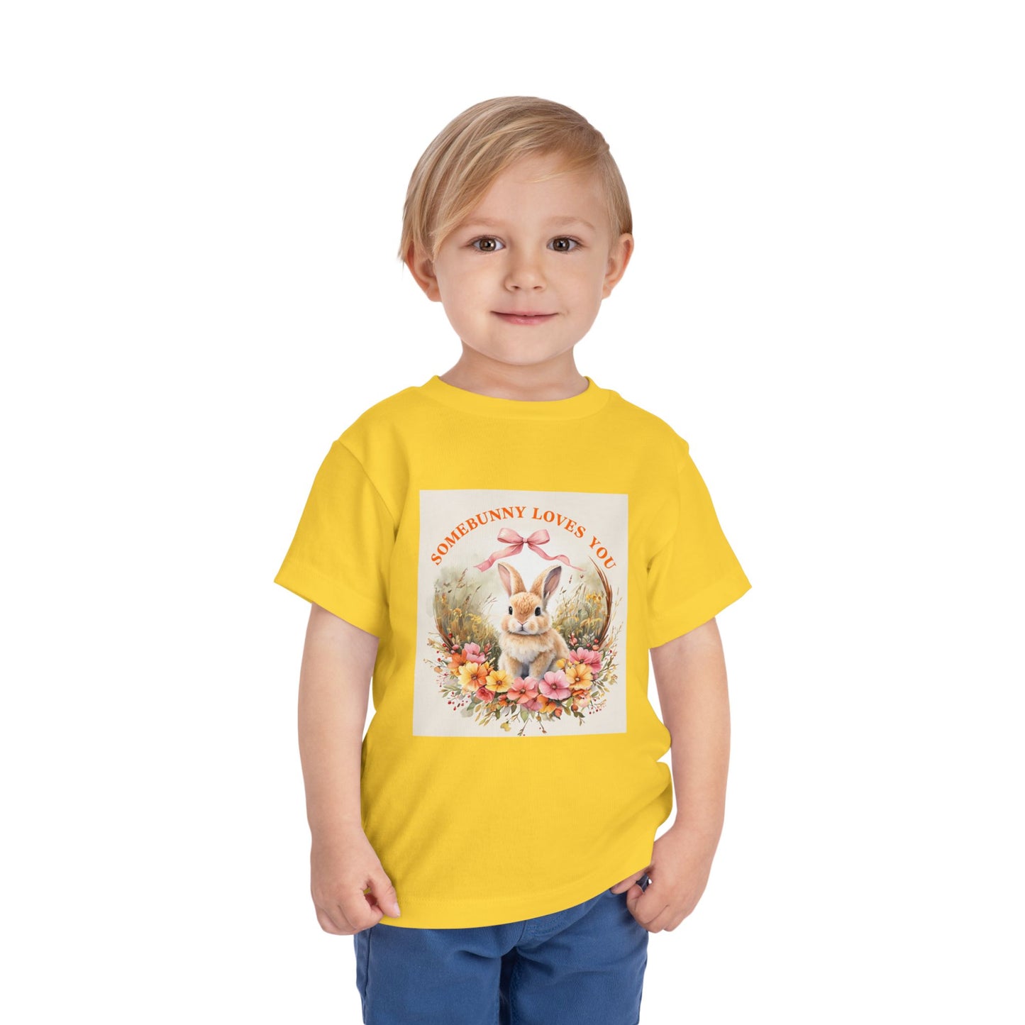 Toddler Short Sleeve Tee - 'Somebunny Loves You' Cute Bunny Design for Easter & Spring Celebrations