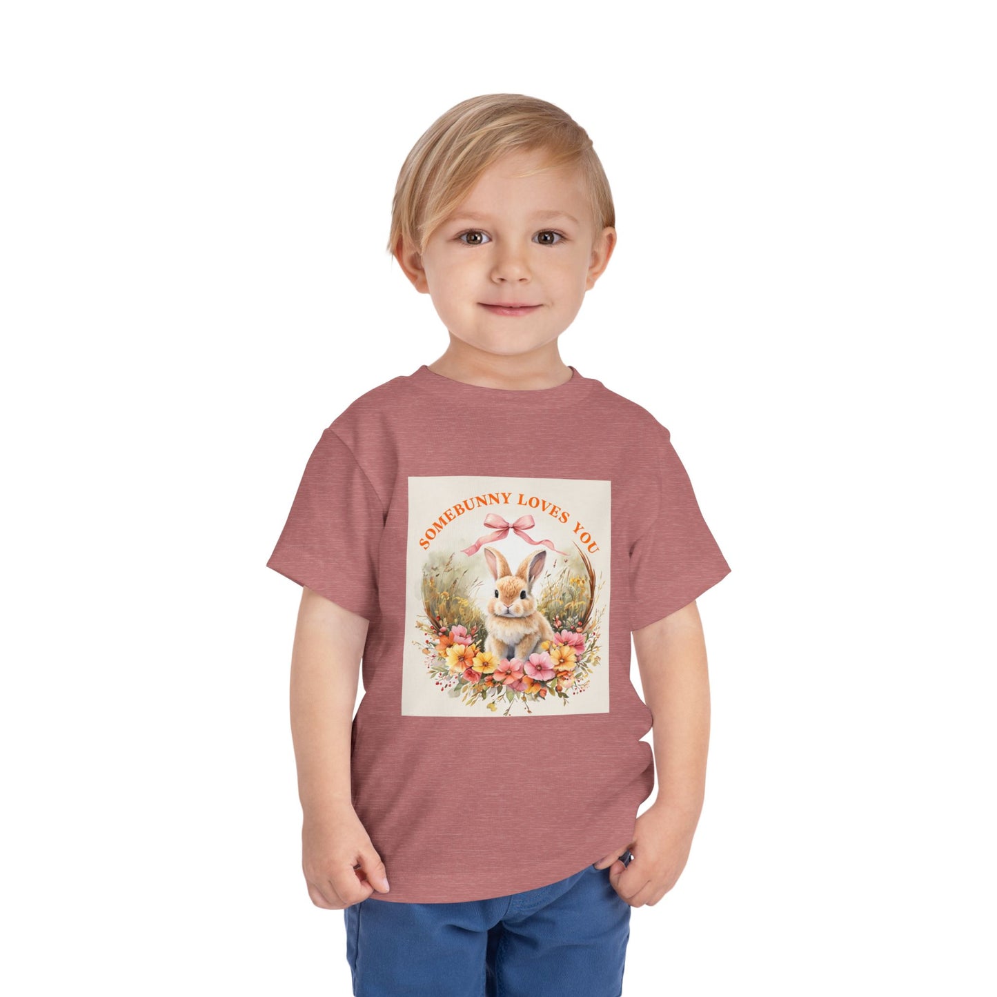 Toddler Short Sleeve Tee - 'Somebunny Loves You' Cute Bunny Design for Easter & Spring Celebrations