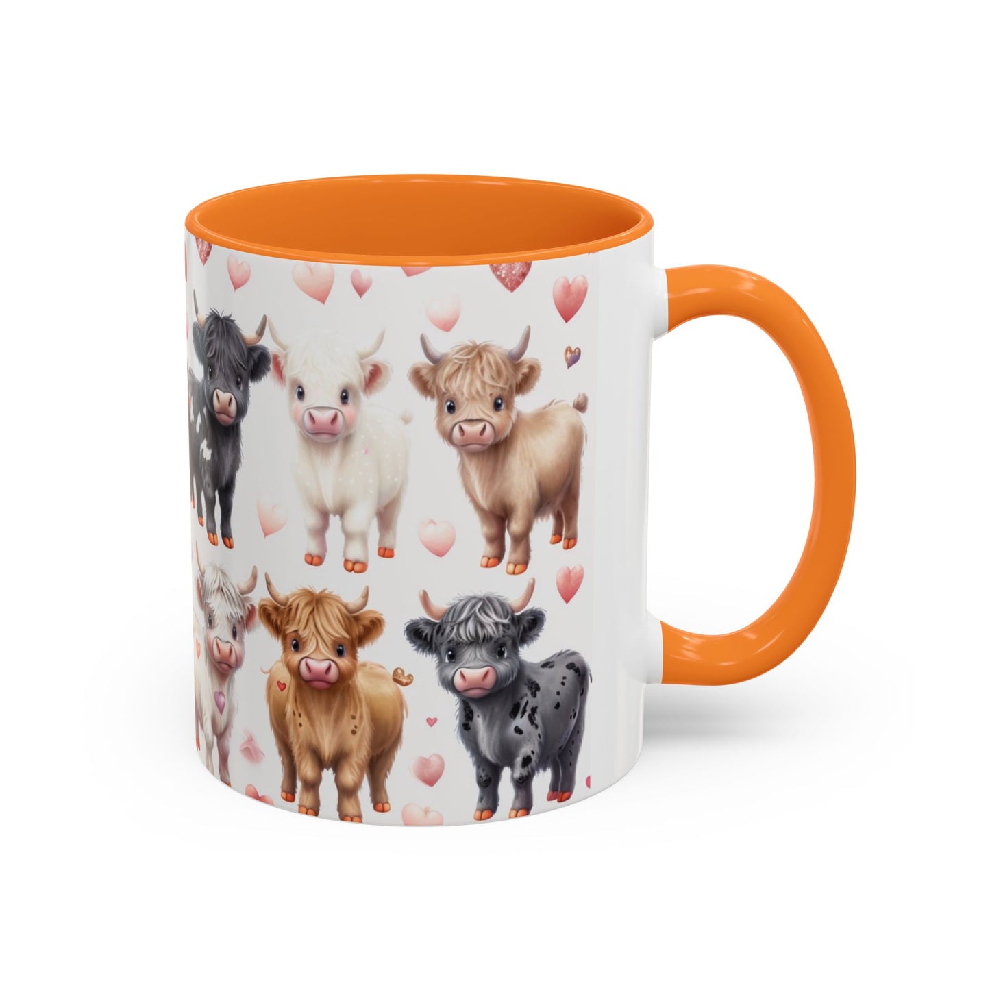 Valentines Mini Highland Cow Cermaic 11oz Color Mug Gift for Her, Him, Them, Child