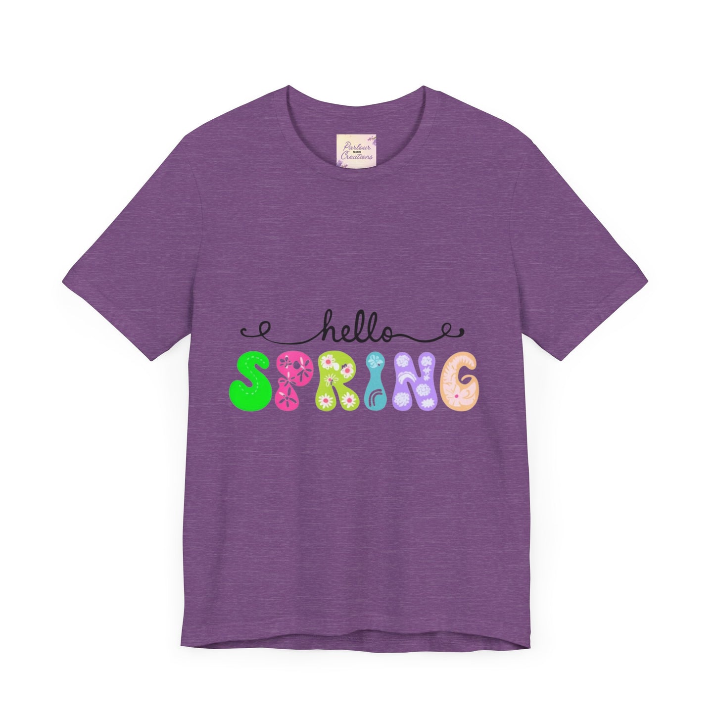 Hello Spring Unisex Jersey Short Sleeve Tee | Spring Shirts, Seasonal Apparel, Cute Tees, Gift for Her, Flower Graphic Tee