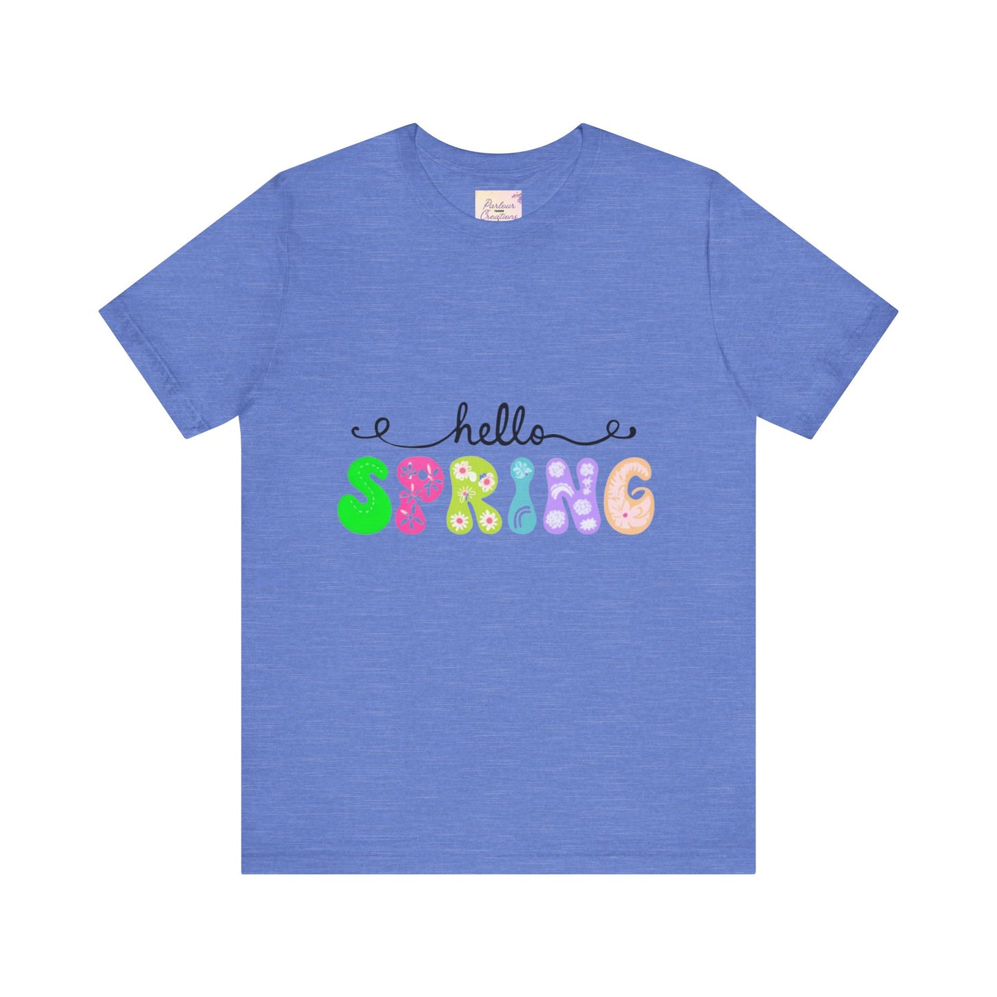 Hello Spring Unisex Jersey Short Sleeve Tee | Spring Shirts, Seasonal Apparel, Cute Tees, Gift for Her, Flower Graphic Tee