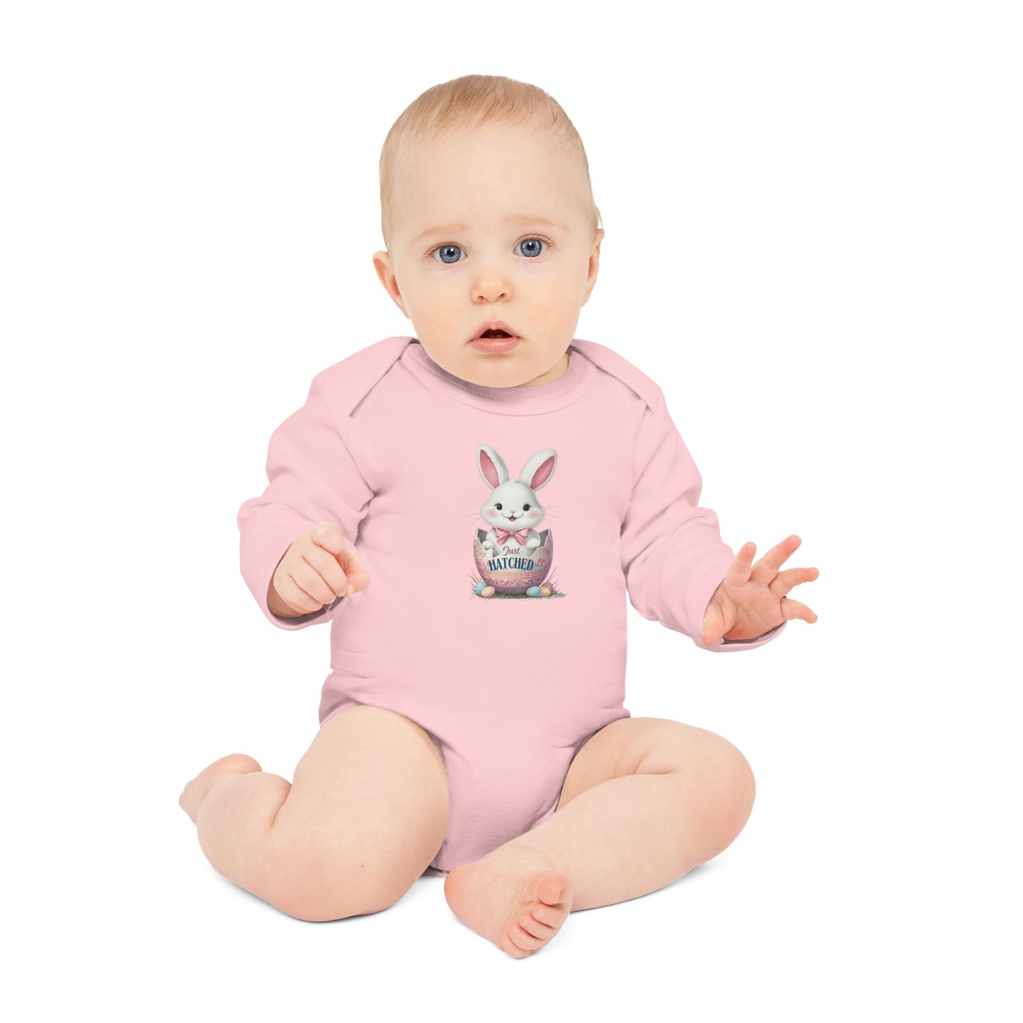 Cute Easter Bunny Organic Baby Bodysuit | Long Sleeve Infant Shirt