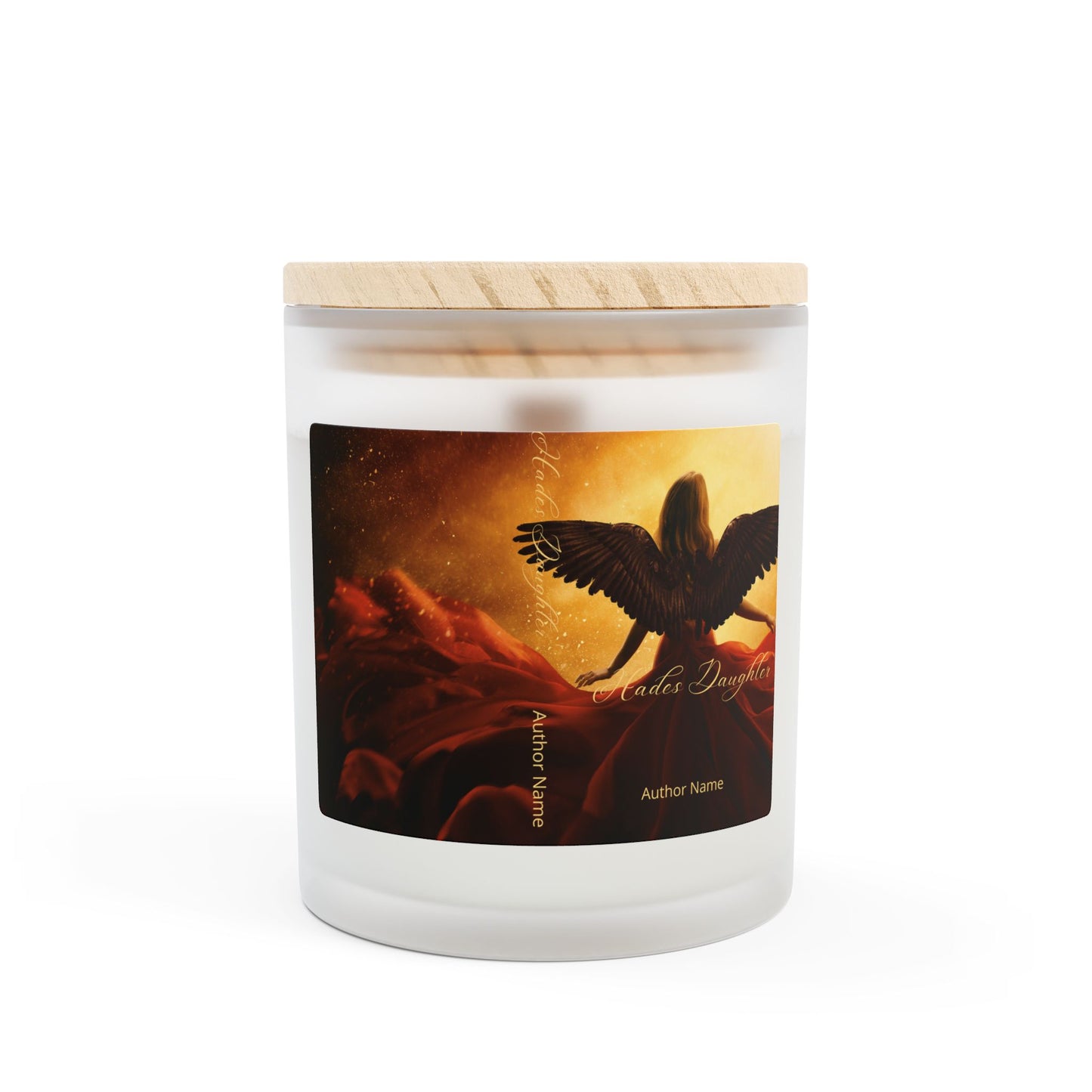 Inspirational Frosted Glass Candle (Candle Match Books) - 11oz with Angel Wings Design