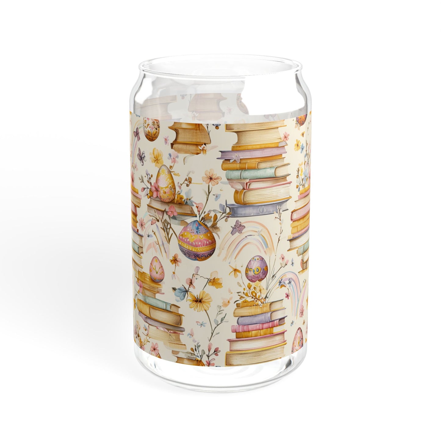 Easter Literary Garden Sipper Glass | 16oz Floral Book Design