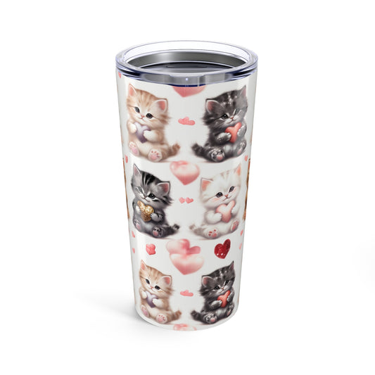 Cat Lover Tumbler, Personalized Sweetheart Kitten 20oz Tumbler, Valentine Gift for Her, Him, Them, Child, Custom Cat Drinkware, Cute Animal