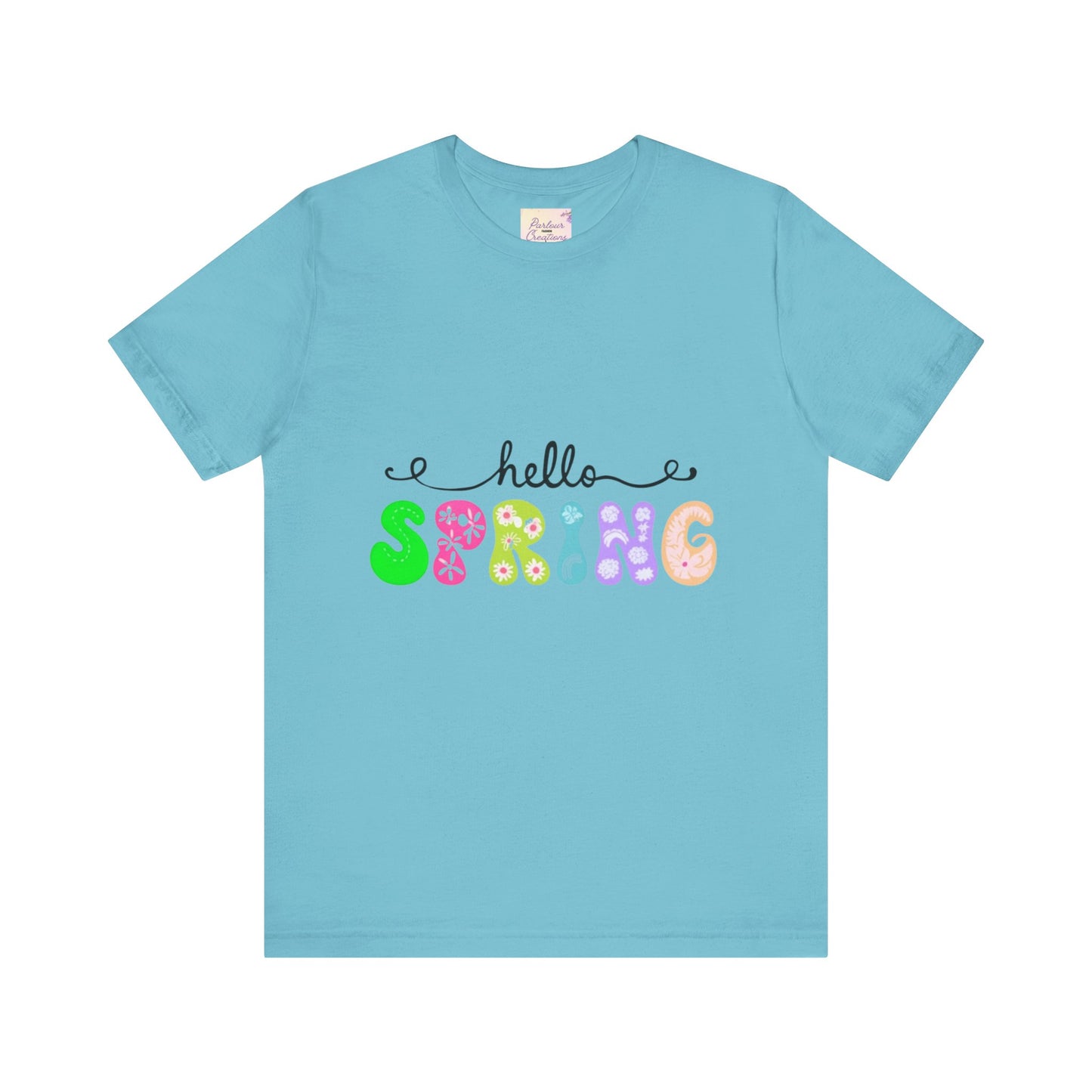 Hello Spring Unisex Jersey Short Sleeve Tee | Spring Shirts, Seasonal Apparel, Cute Tees, Gift for Her, Flower Graphic Tee