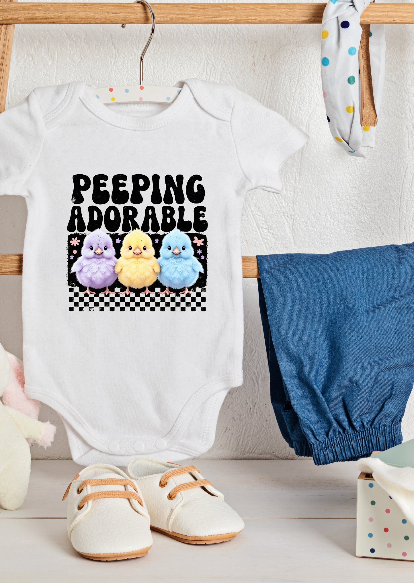 Peeping Adorable Infant Bodysuit, Cute Baby Onesie, Baby Shower Gift, Infant Clothing, Gender-Neutral Baby Outfit, Easter Gift